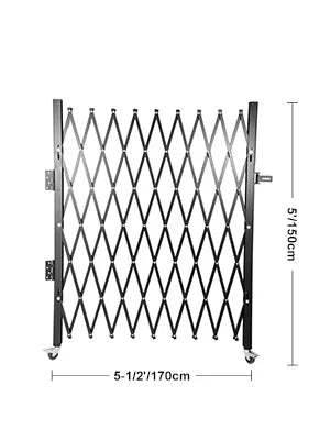 Single Folding Security Gate 1.5-2m x 1.22-3.66m Folding Door Gate Steel Accordion Flexible Expanding Security Gate Black
