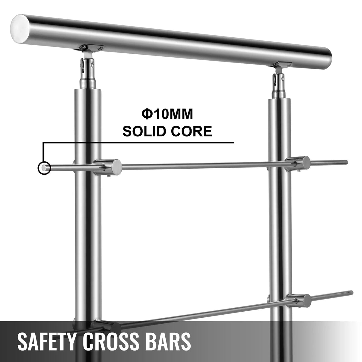 100/150 CM Handrail Stair Railing 2-5 Rail Safety Handrail Balustrade Stainless Steel With Cross Bars For Steps Railing