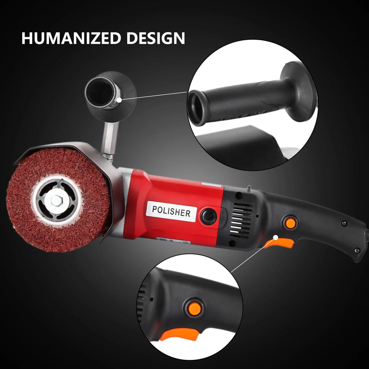1200W 110V Burnishing Polishing Machine With 4 Wheels and 2 Carbon Brushes 3000RPM Corded Electric For Sanding Finishing