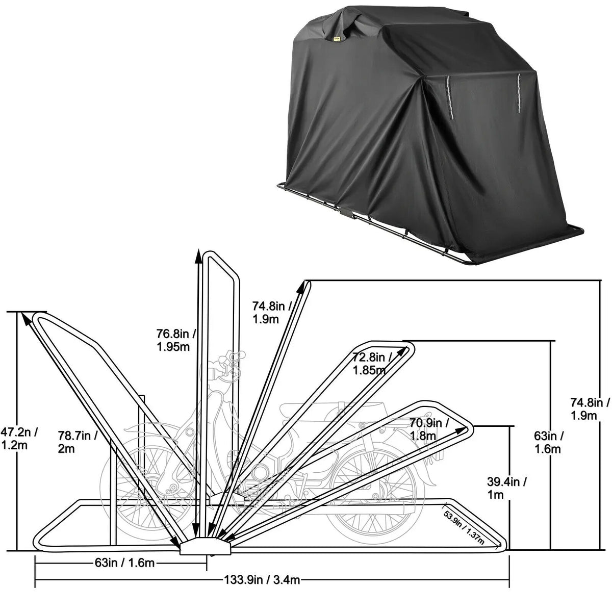 Universal Waterproof Motorcycle Cover Outdoor Shelter Protection Moto Accessories Storage Garage Use for Dust Rain Snow UV