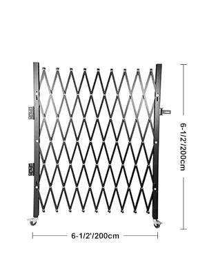 Single Folding Security Gate 1.5-2m x 1.22-3.66m Folding Door Gate Steel Accordion Flexible Expanding Security Gate Black