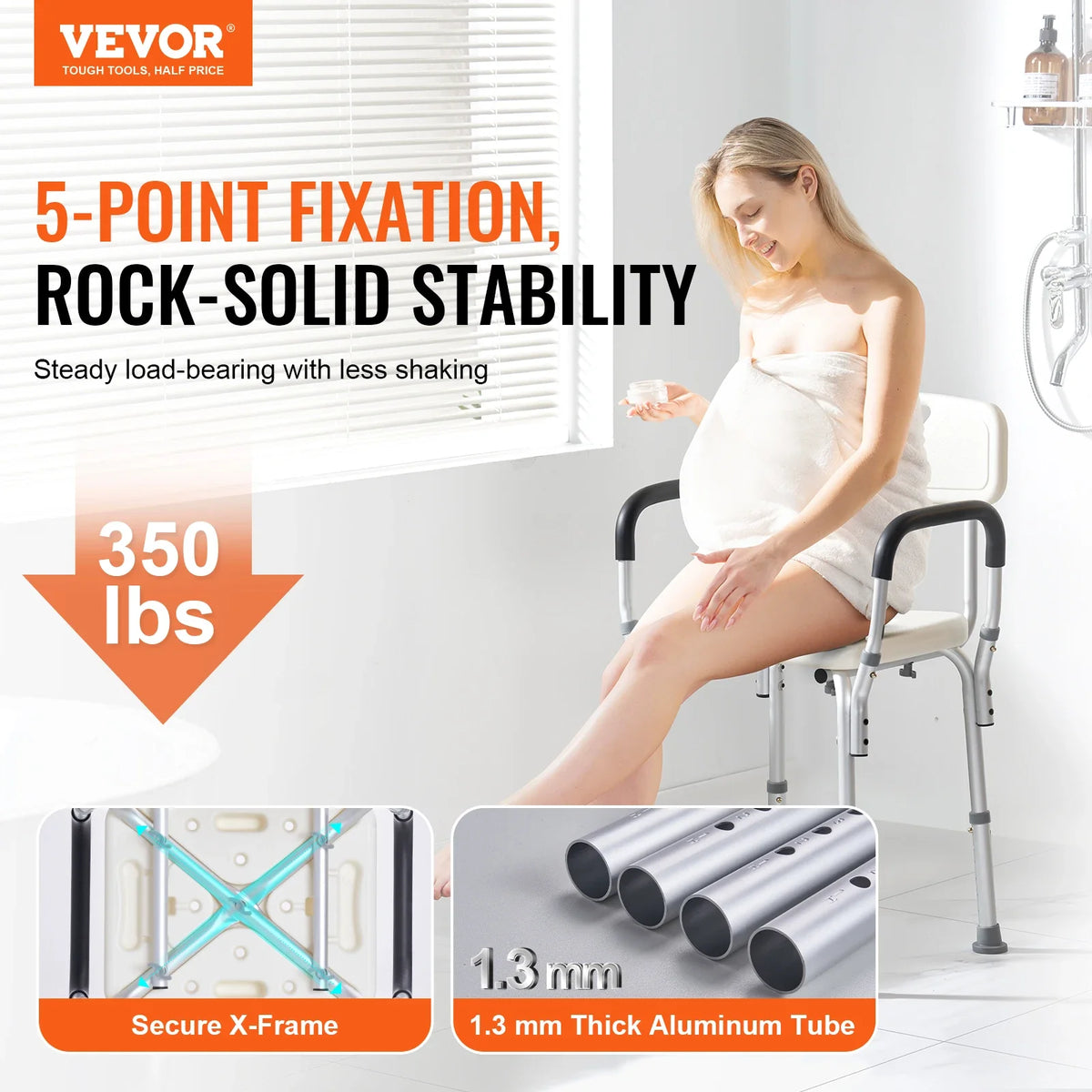 Shower Chair with Back Adjustable Height Shower tool for Inside Shower Non-slip Bath Chair for Elderly Disabled Handicap