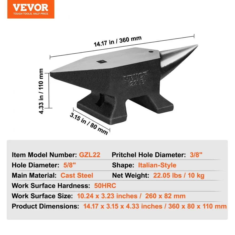 Single Horn  Cast Steel Anvil High Hardness Rugged Round Horn Anvil Blacksmith  Base  Forge Tools Metalsmith Tool