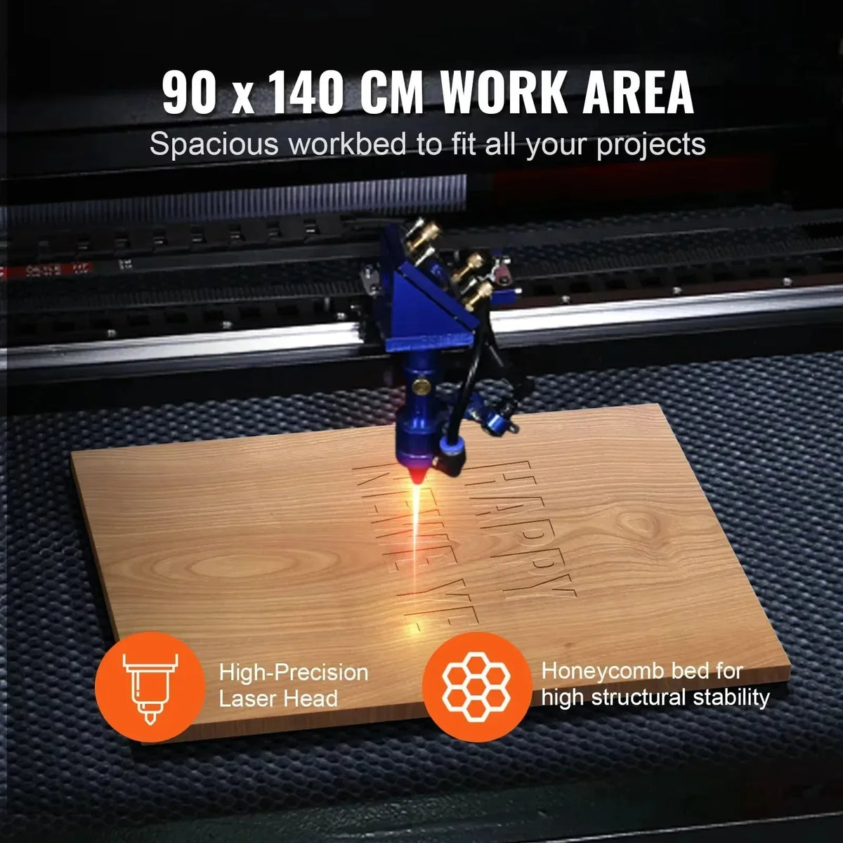 CO2 Laser Engraver 50/60/80/100/130W with Ruida & LightBurn - High-Speed Engraving for Wood/Fabric/Metal, Digital Control