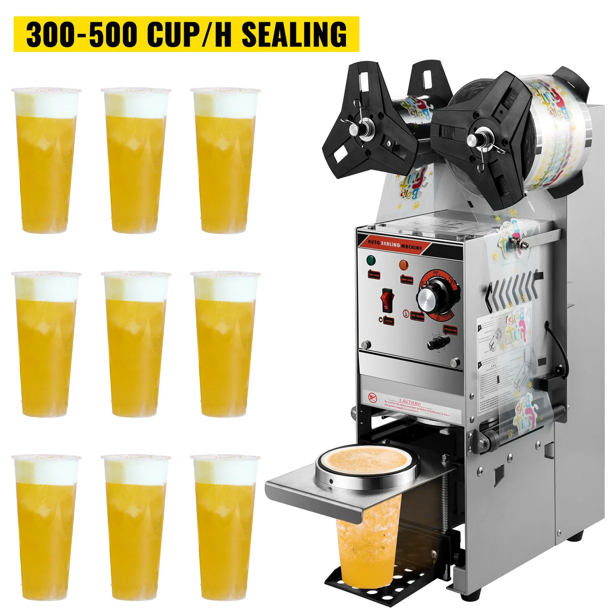 Semiautomatic Cup Sealing Machine,300-500 Cup/h,90/95mm Cup Diameter Boba Cup Sealing Machine w/Control Panel,for Milk Tea