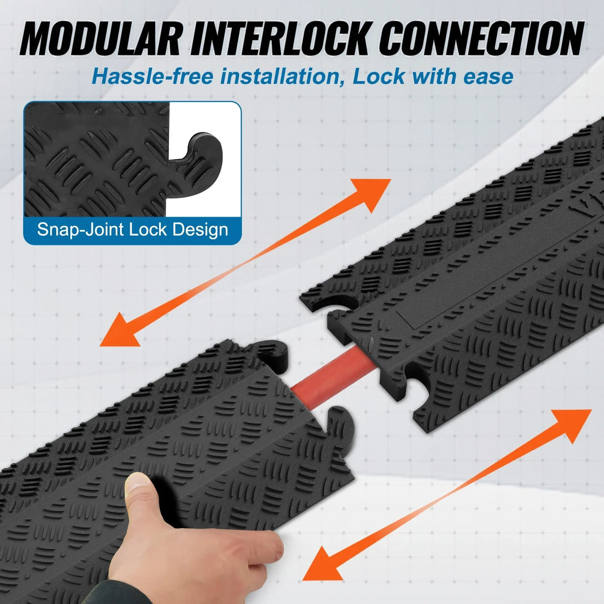 Drop Over Cable Cover Ramp 2,000 lbs/axle Load Capacity Heavy Duty TPR Cable Hose Protector Ramp for Indoor Outdoor Use