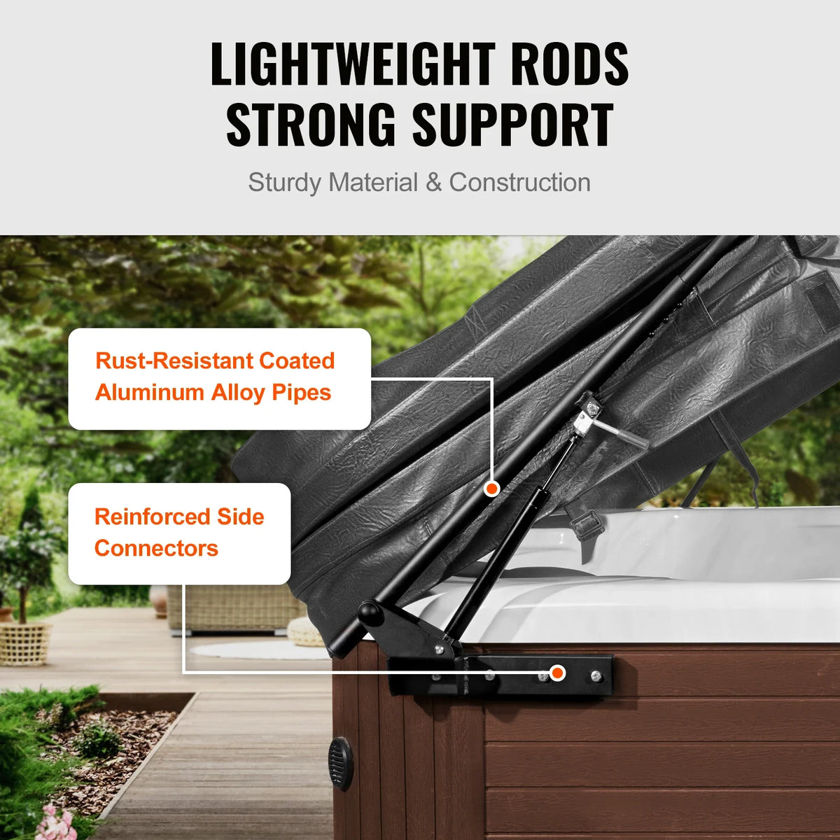 Hot Tub Cover Lift Spa Cover Lift Both Sides Width 69" - 96.5" Adjustable Installed Underneath Bathtubs Hot Tubs Spa