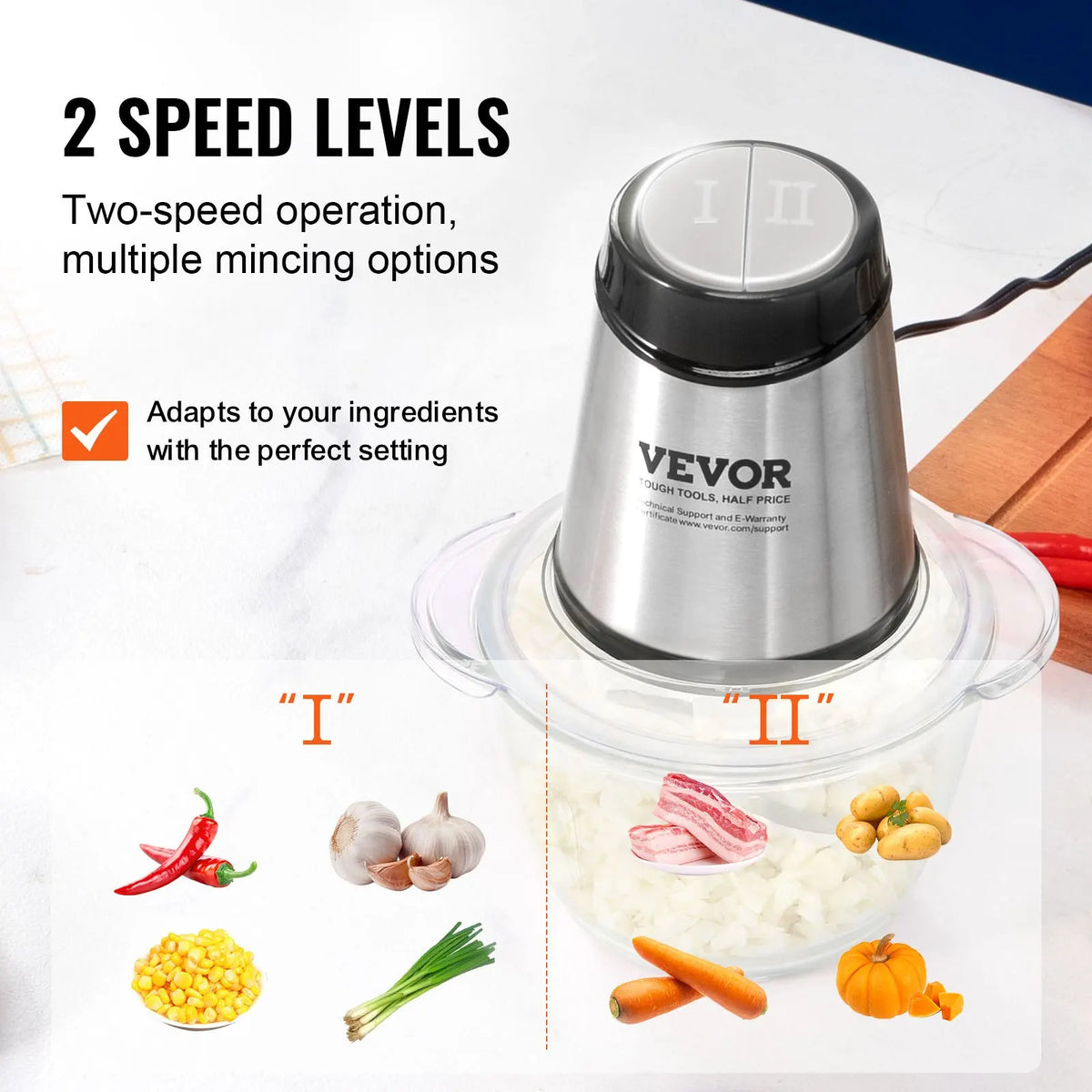 Food Processor,Electric Meat Grinder with 4 Blades,400W Electric Food Chopper,2 Speeds Food Grinder for Meat,Vegetables ﻿