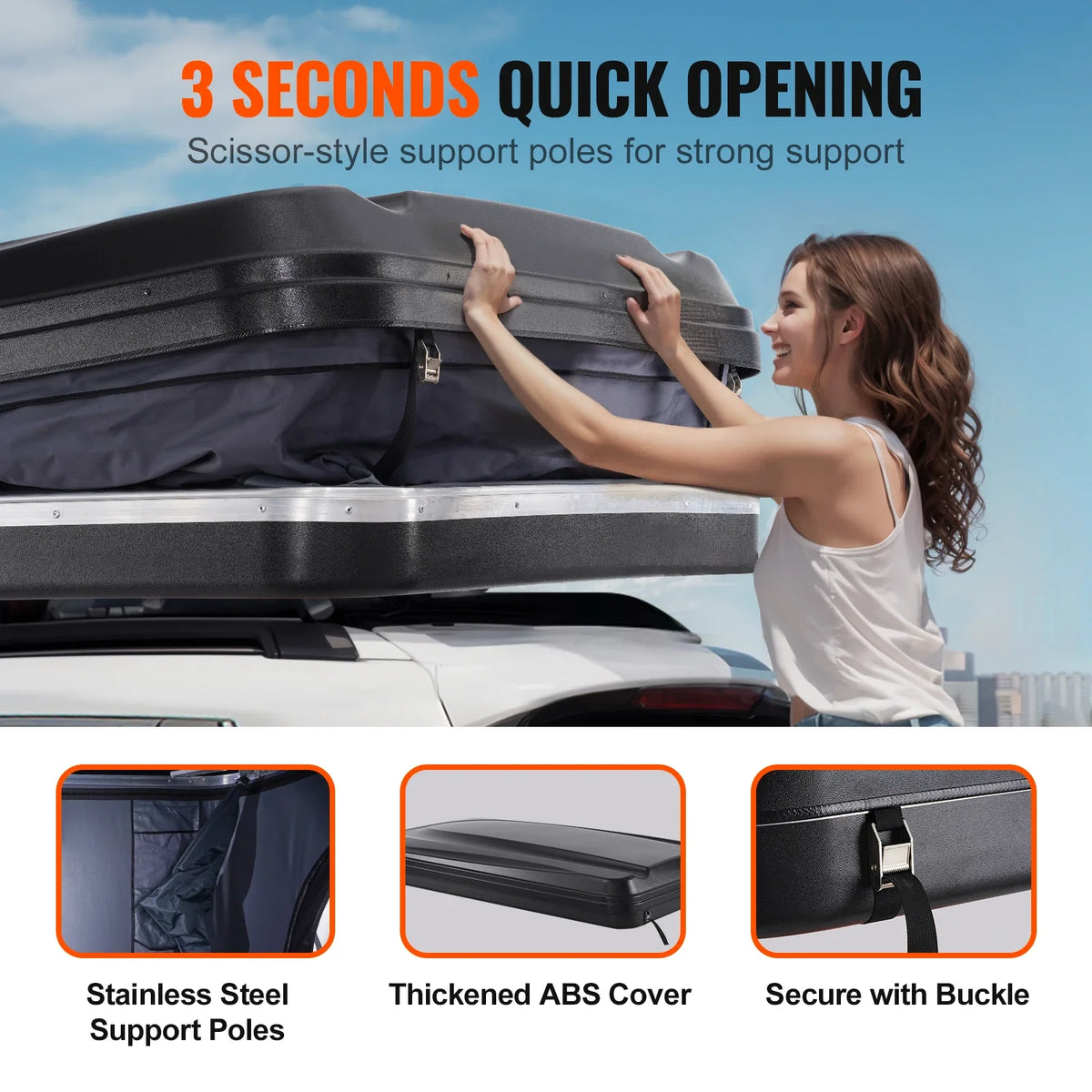 Rooftop Tent Hard Shell, Hard Shell Roof Top Tent with Telescopic Ladder Thick Mattress,Waterproof Windproof for Jeep SUV