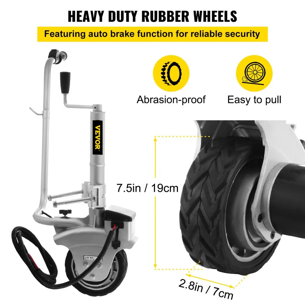350W12V Trailer Mover 5000lbs Electric Motorised Jockey Wheels Jack Dolly Boat Automatic Rubber Wheel Trailer Jockey Wheel