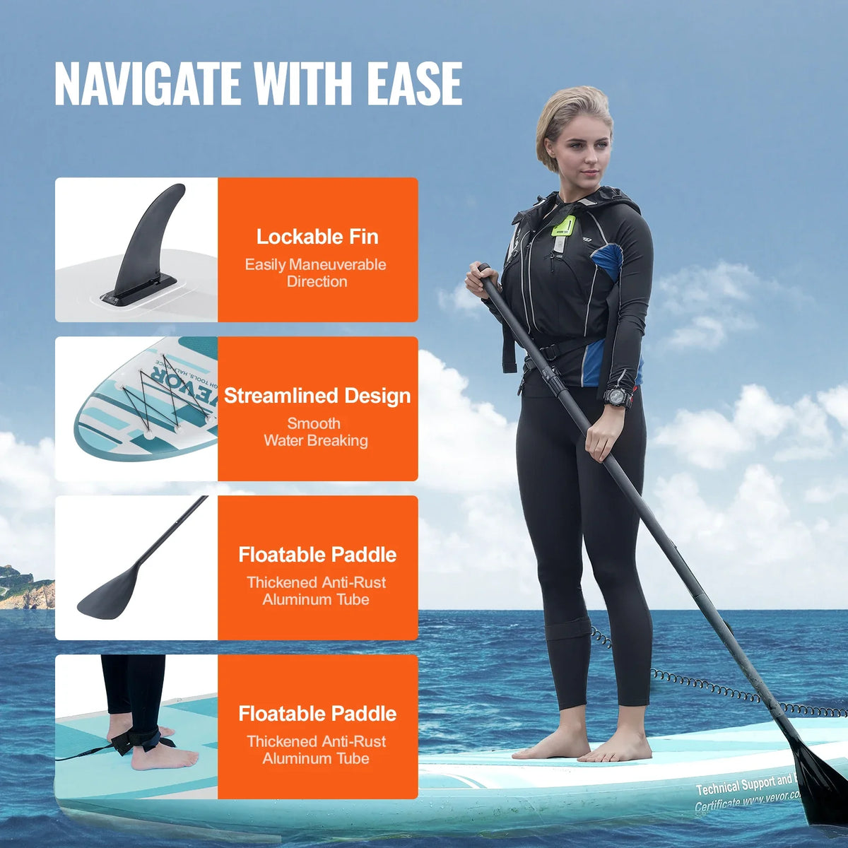 Inflatable Stand Up Paddle Board with SUP Board Pump Paddle Fin Phone Bag Backpack Ankle Leash Repair Kit Non-slip Deck