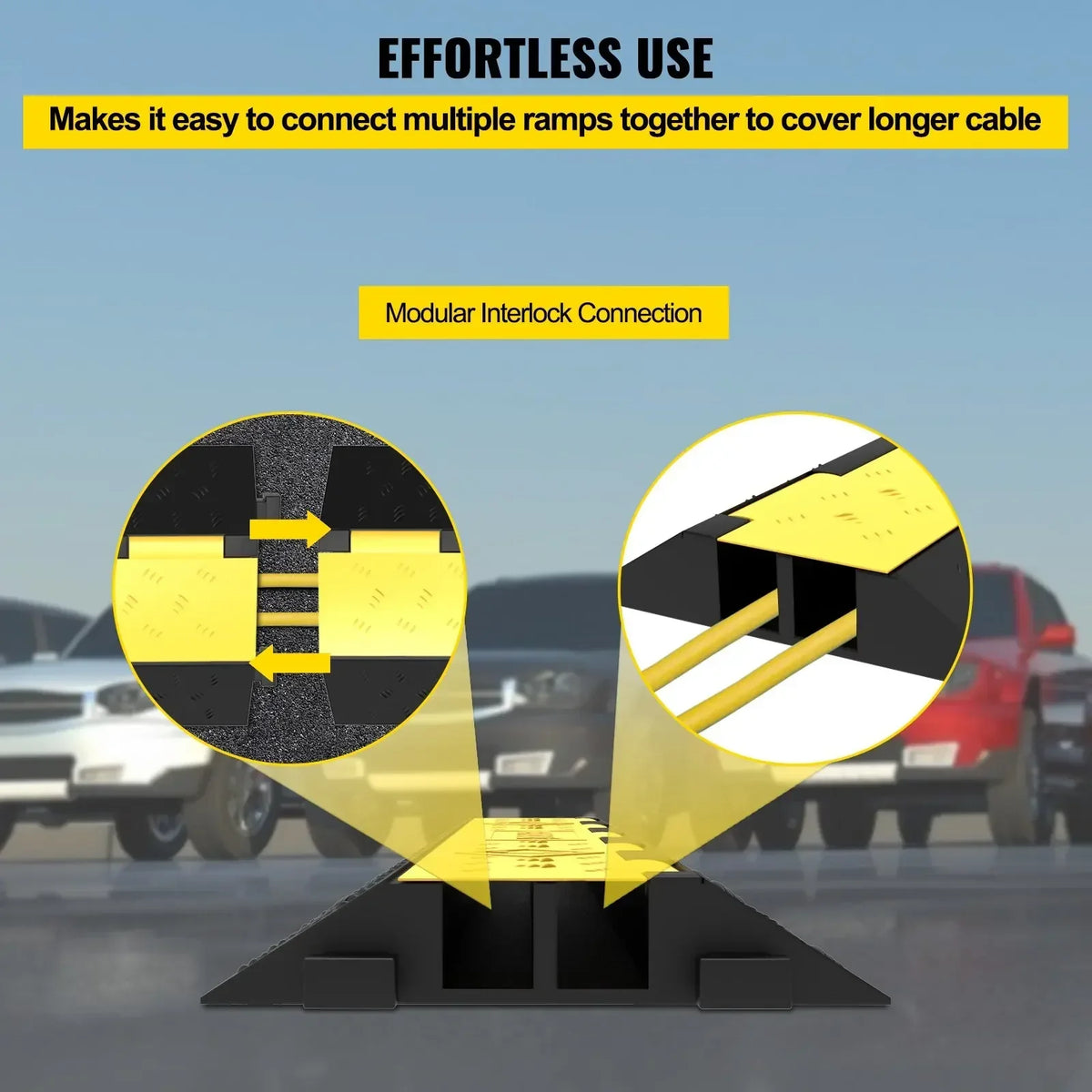 Cable Protector 2 Channels 3/5 PCS Traffic Ramp Wire Cable Cover Cord Guard Speed Bump Protecting Wires Getting Damaged