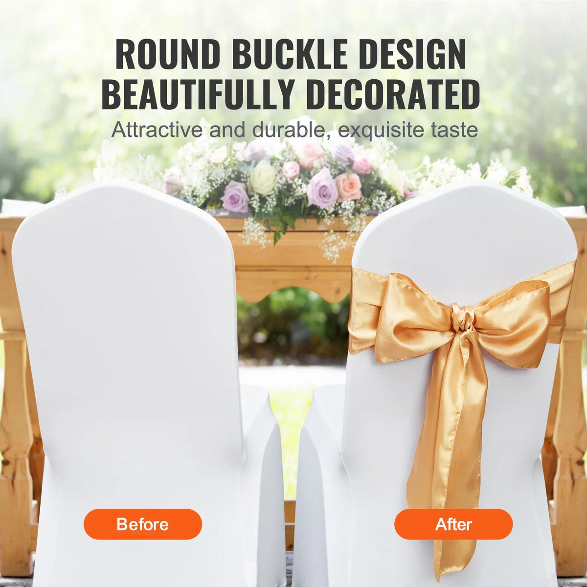 50/100pcs Stretch Spandex Chair Sashes Bows Stretch Chair Slipcover Sash Elastic Chair Bands for Wedding Holiday Decor