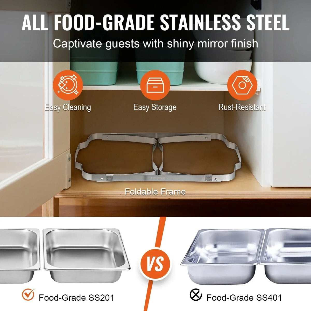 8QT Rectangle Chafing Dish 2/4/6 Packs w/ Full Size Pans Buffet Catering Warmer Server Folding Stand Fuel Holder Tray