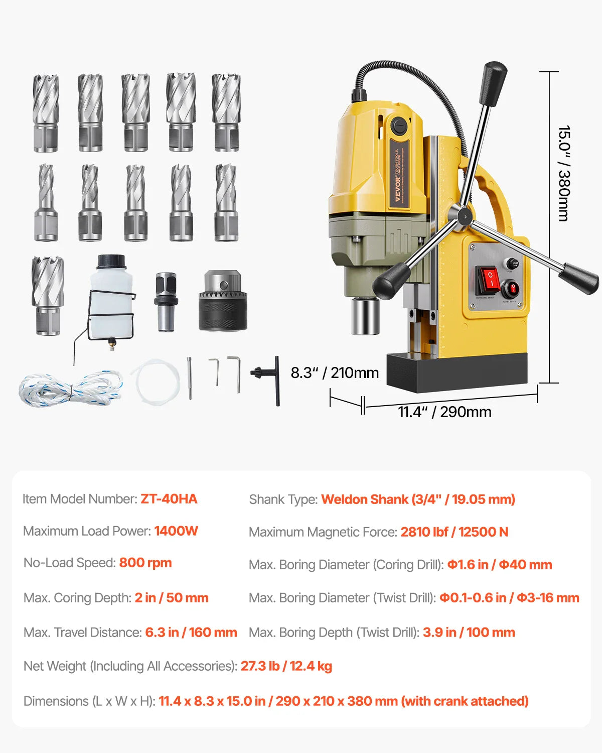 Magnetic Drill Boring Diameter Portable Electric Mag Drill Press Drilling Machine for Metal Surface Industrial Improvement