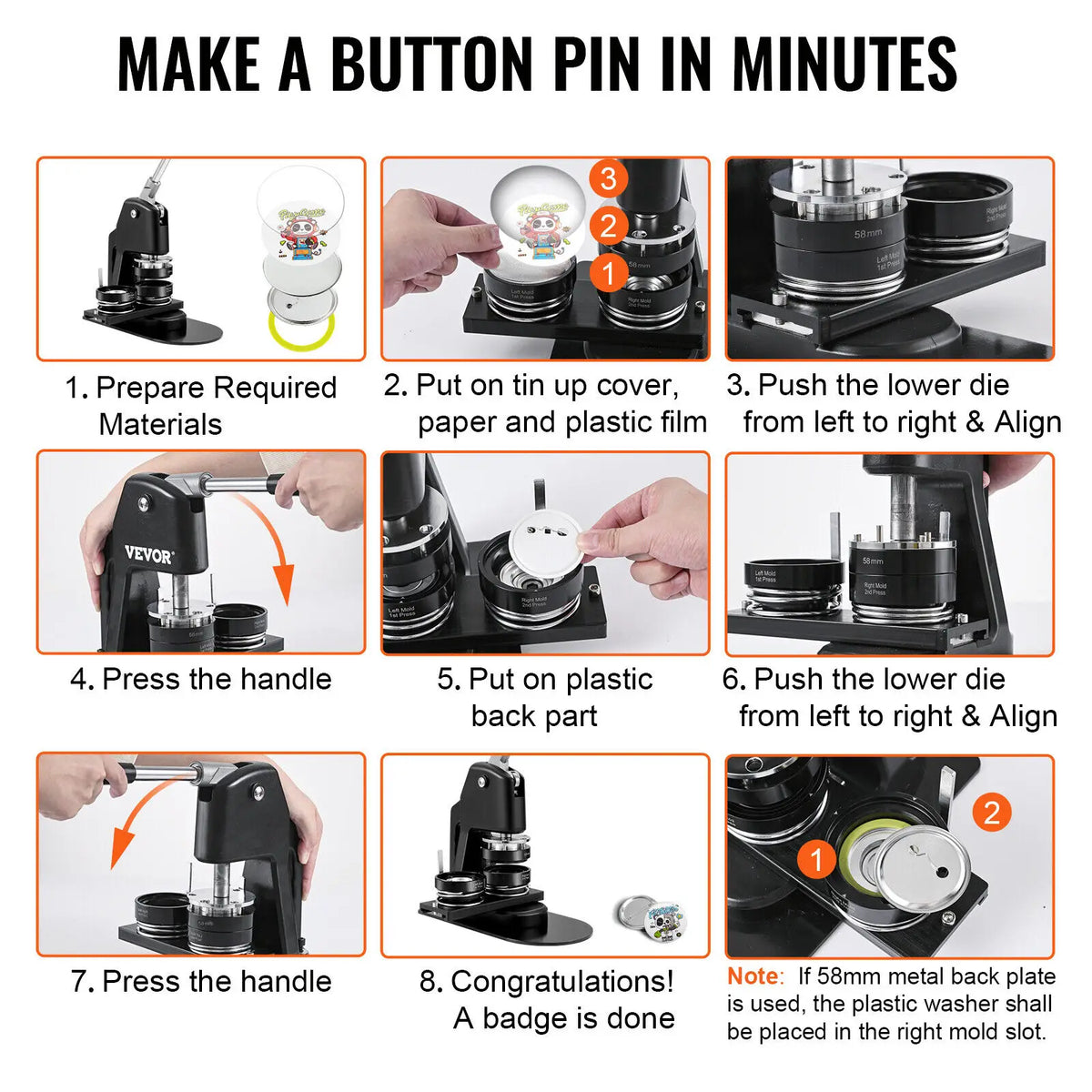 button manufacturer machine badge needle machine 1 "+2.25" 500 free parts printing kit