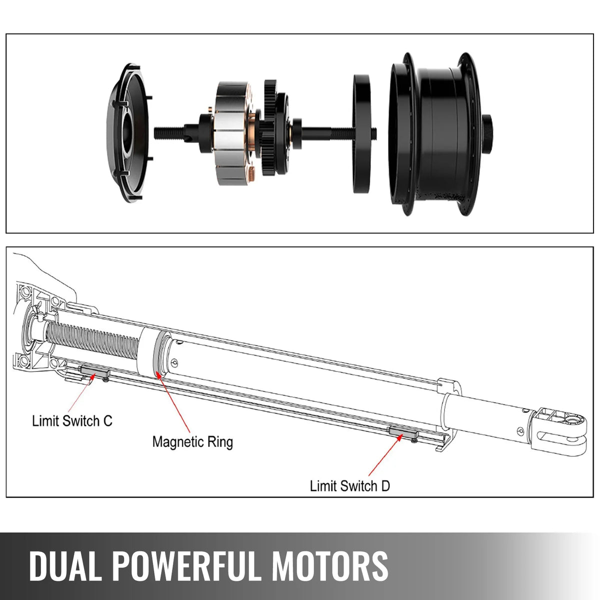 Dual Swing Gate Opener Kit 2PCs Heavy Duty Automatic Gate Opener Up to 660lbs 18ft Long Gate 50W Automatic Gate Opener Kit