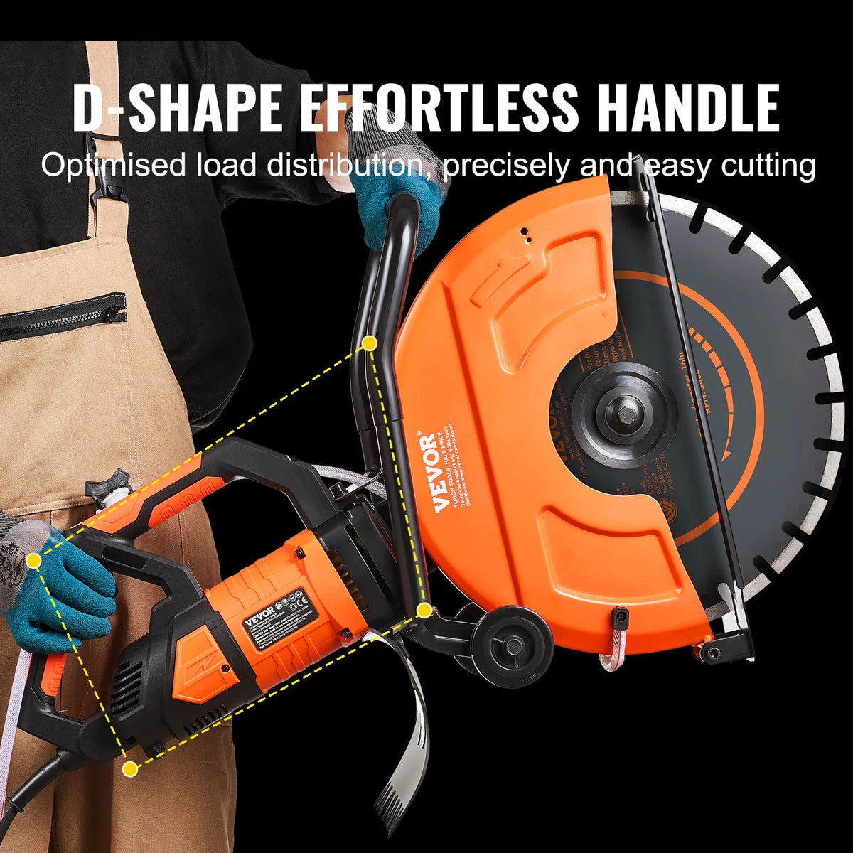 Electric Concrete Saw 16in 2800W Motor Circular Saw Cutter with Max. 6 in Adjustable Cutting Depth Wet Disk Saw Cutter