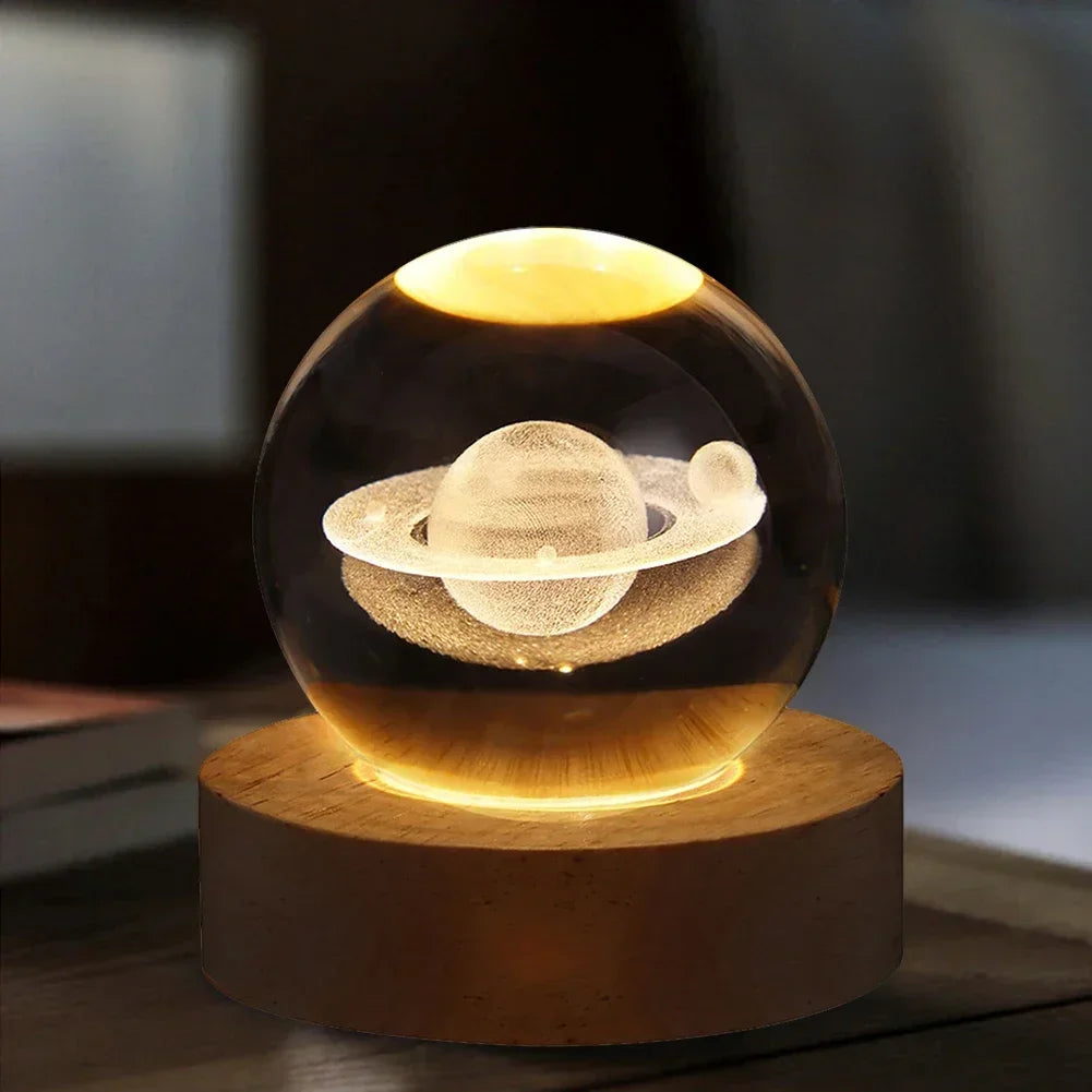 Hot USB Powered Galaxy Crystal Ball Lamp 3D Illuminated Moon Light For Home Bedroom Desk Tabletop Decoration Night Light