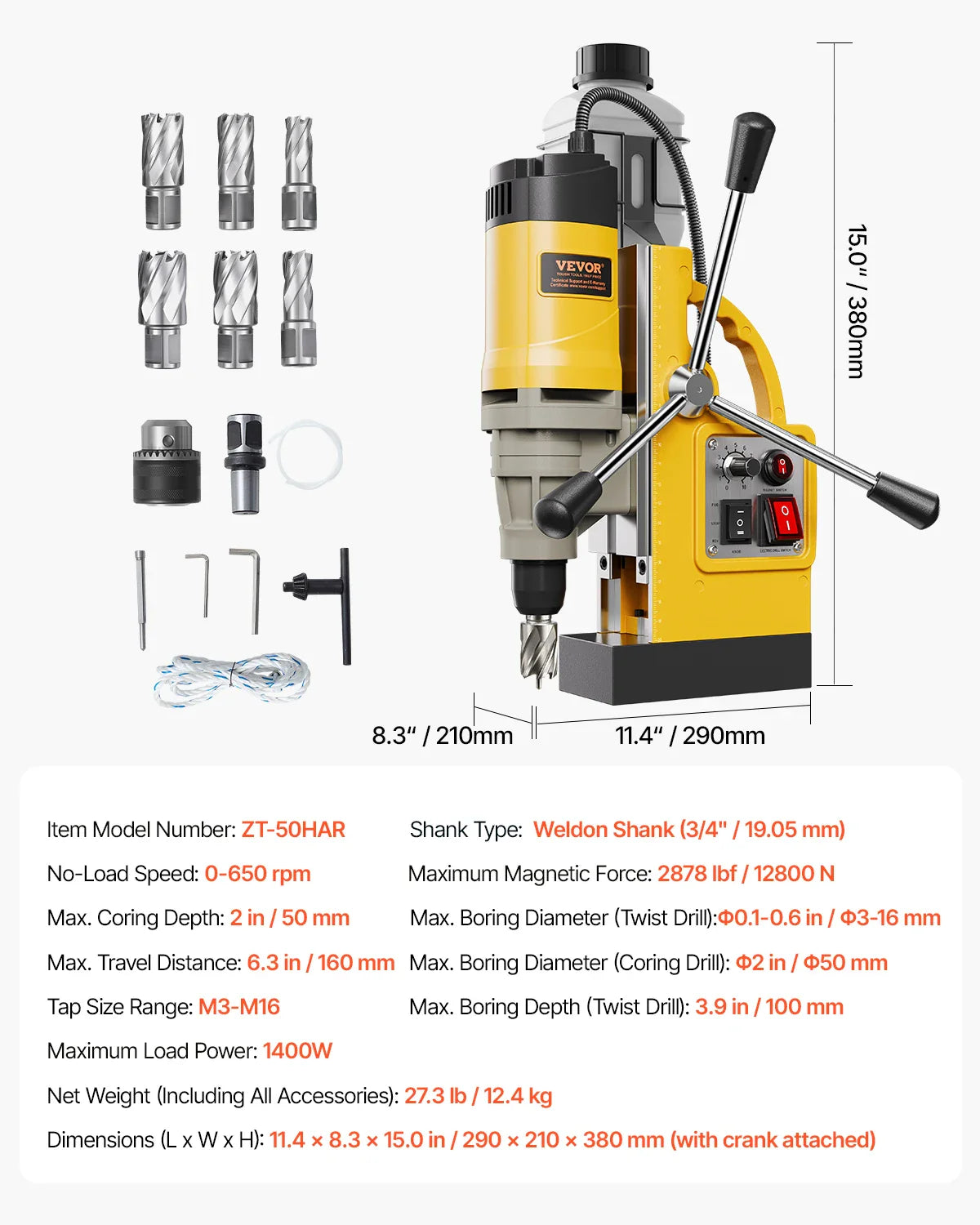 Magnetic Drill Boring Diameter Portable Electric Mag Drill Press Drilling Machine for Metal Surface Industrial Improvement