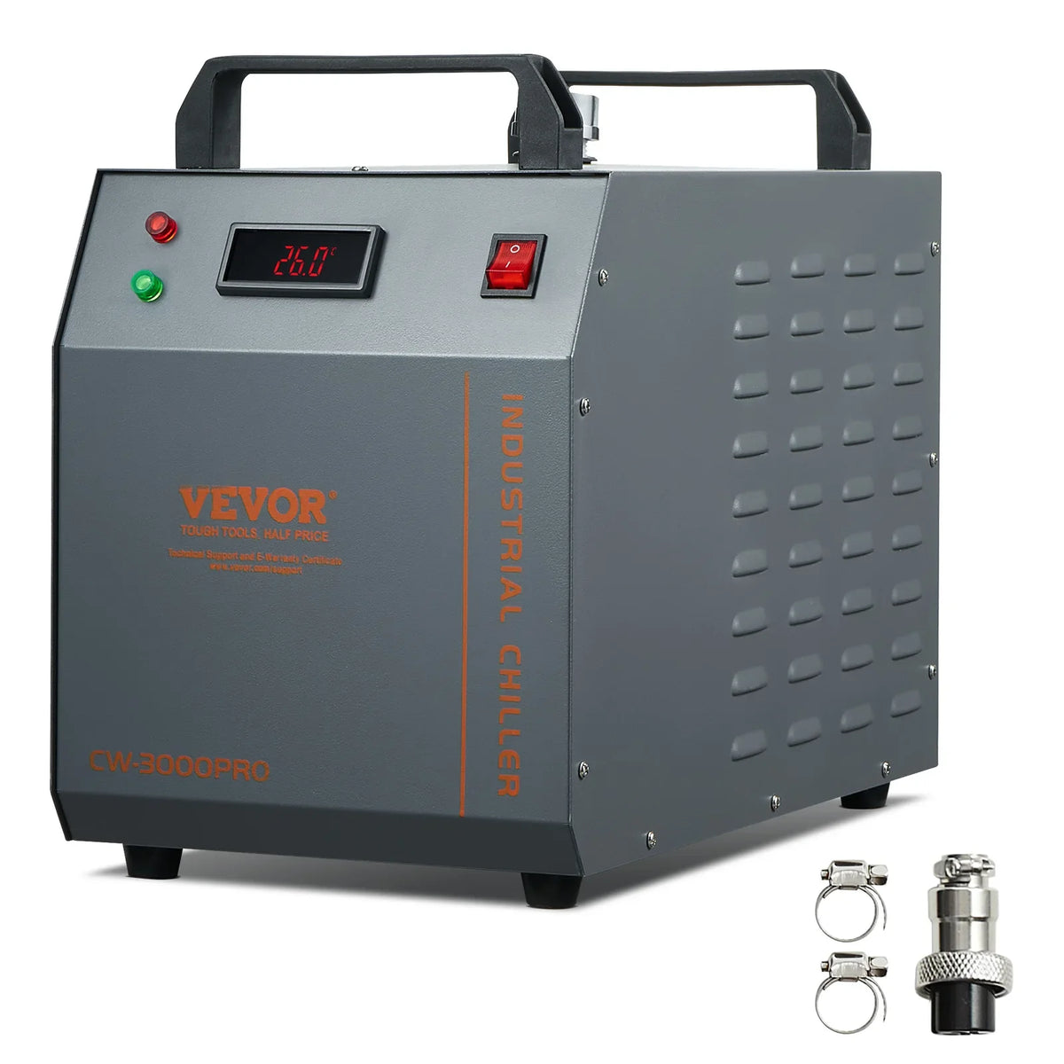 Industrial Water Chiller, CW-3000(PRO),150W Air-Cooled Industrial Water Cooler Cooling System with 12L Water Tank,18 L/min