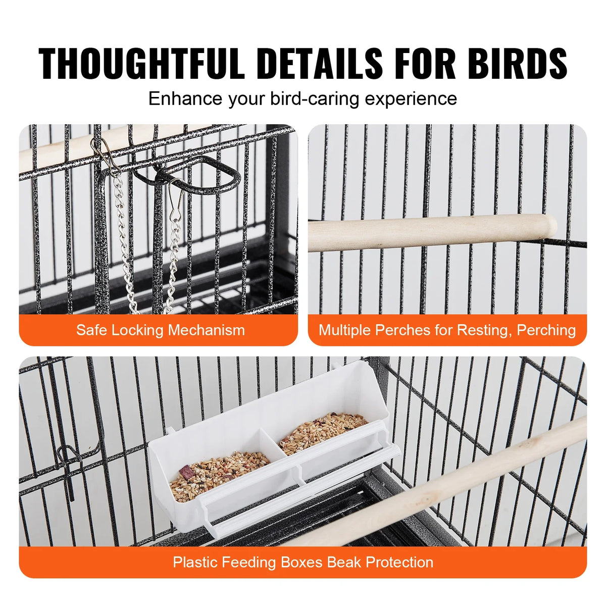 52/54 inch Standing Large Flight Bird Cage Carbon Steel Parakeets Cages with Rolling Stand and Tray for Cockatiels Parrots