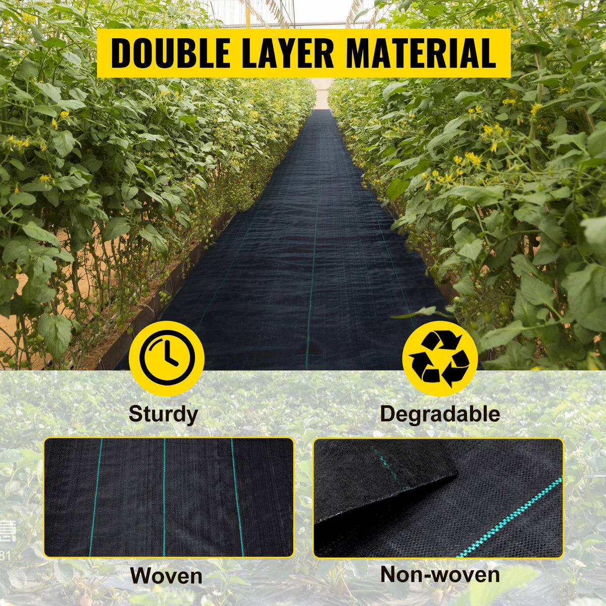 Woven Ground Cover Weed Barrier 5.8/5oz Landscape Fabric 4'x100'/5'x250'/3'x300'/4'x300' Garden Mat Weed Control Fabric
