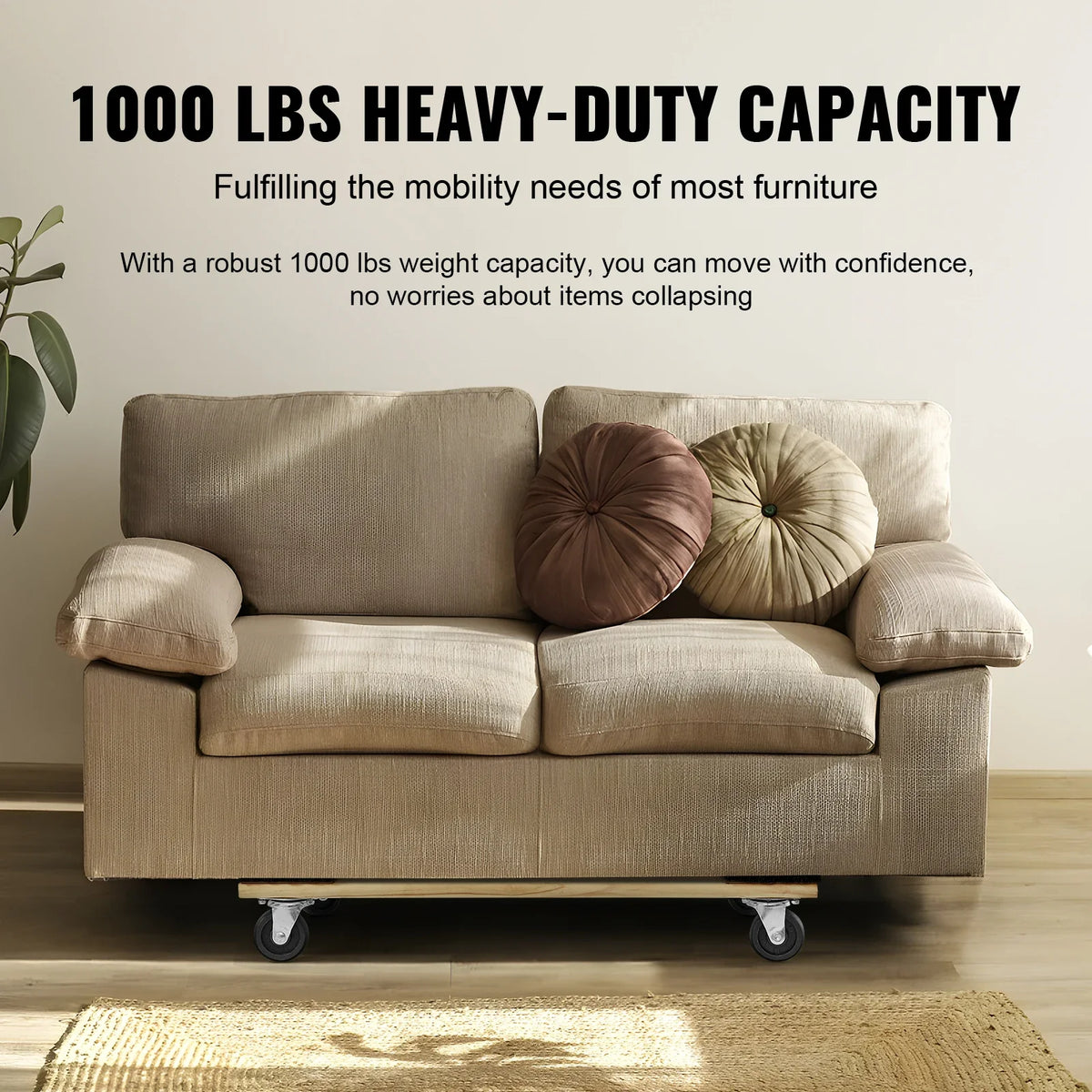 1000 lbs Furniture Moving Pallet Trolley Industrial Machinery Mover with PP Swivel Casters for Transporting Cargo Fridge