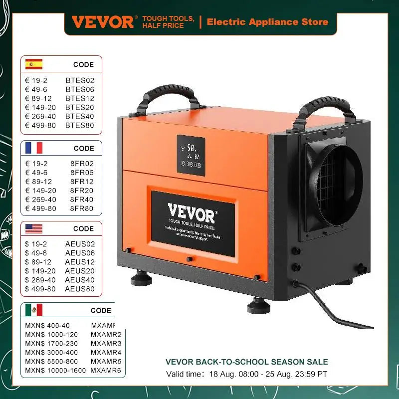 Commercial Dehumidifier with Drain Hose for Crawl Spaces Basements Warehouse & Job Sites Large Capacity Dehumidifier