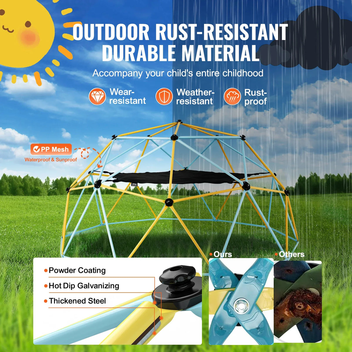 Climbing Dome 6/8/10/12FT Geometric Dome Climber Hammock Swing Jungle Gym Climbing Grip Outdoor Backyard Play Equipment