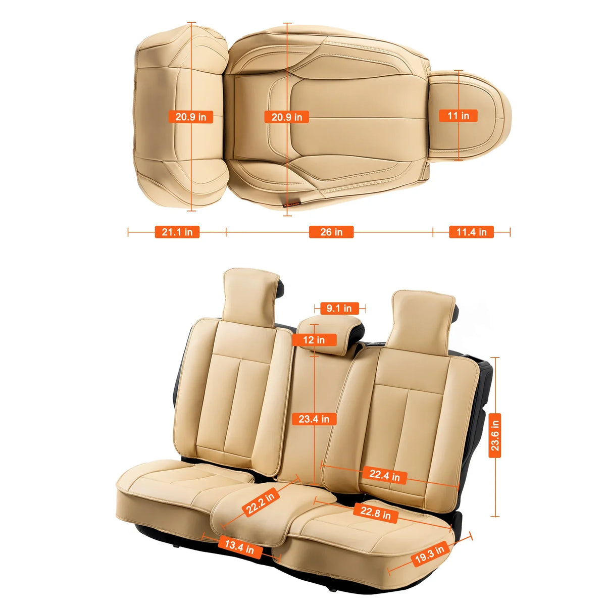 Seat Covers, Universal Car Seat Covers Full Set Seats Detachable Headrest and Airbag Compatible for Most Car SUV Truck