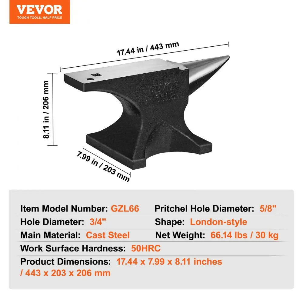 Single Horn  Cast Steel Anvil High Hardness Rugged Round Horn Anvil Blacksmith  Base  Forge Tools Metalsmith Tool