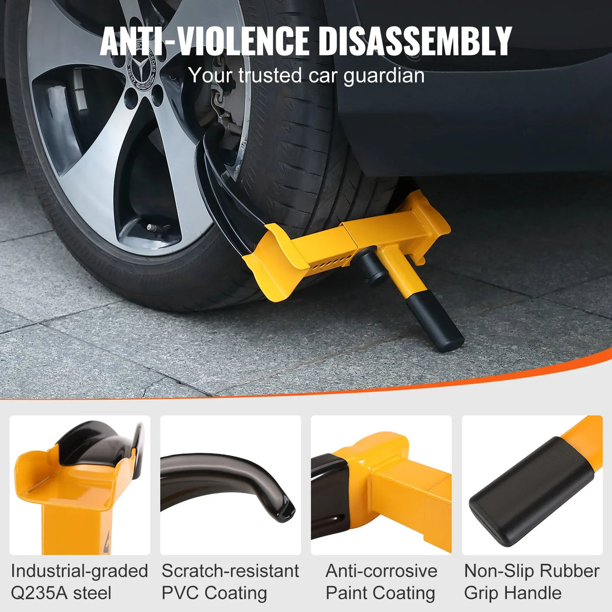 Wheel Lock 2 Packs Universal Wheel Clamp Lock Adjustable Anti Theft Trailer Lock Wheel Clamp Steel Tire Lock for ATV SUV