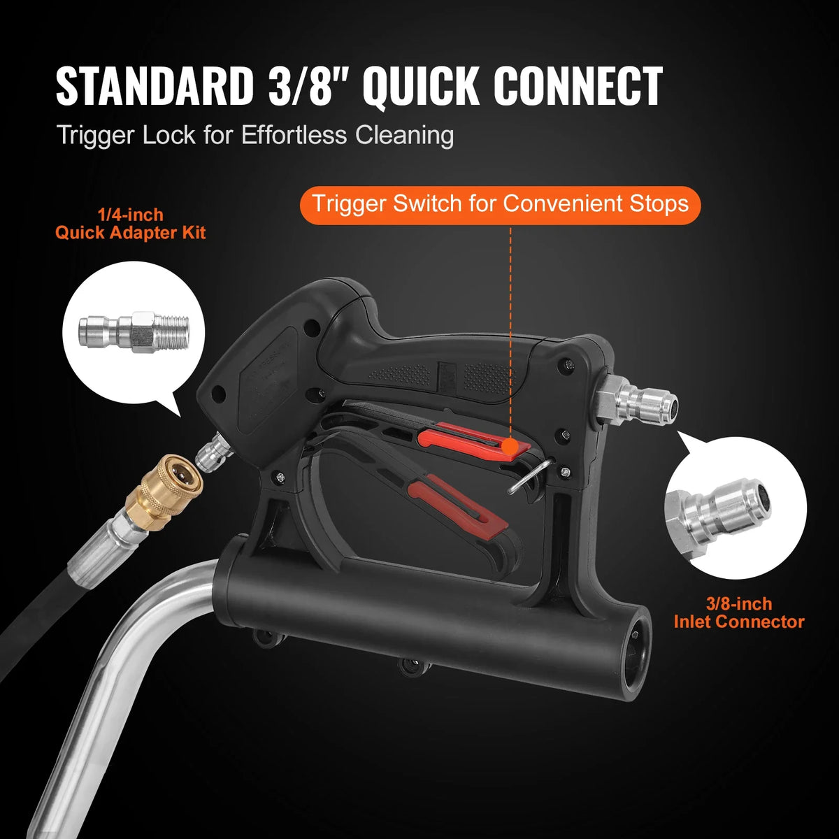 15/18/20/24" Pressure Washer Surface Cleaner w/ Handles & Wheels Stainless Steel Concrete Cleaner 4000 Max PSI for Garden