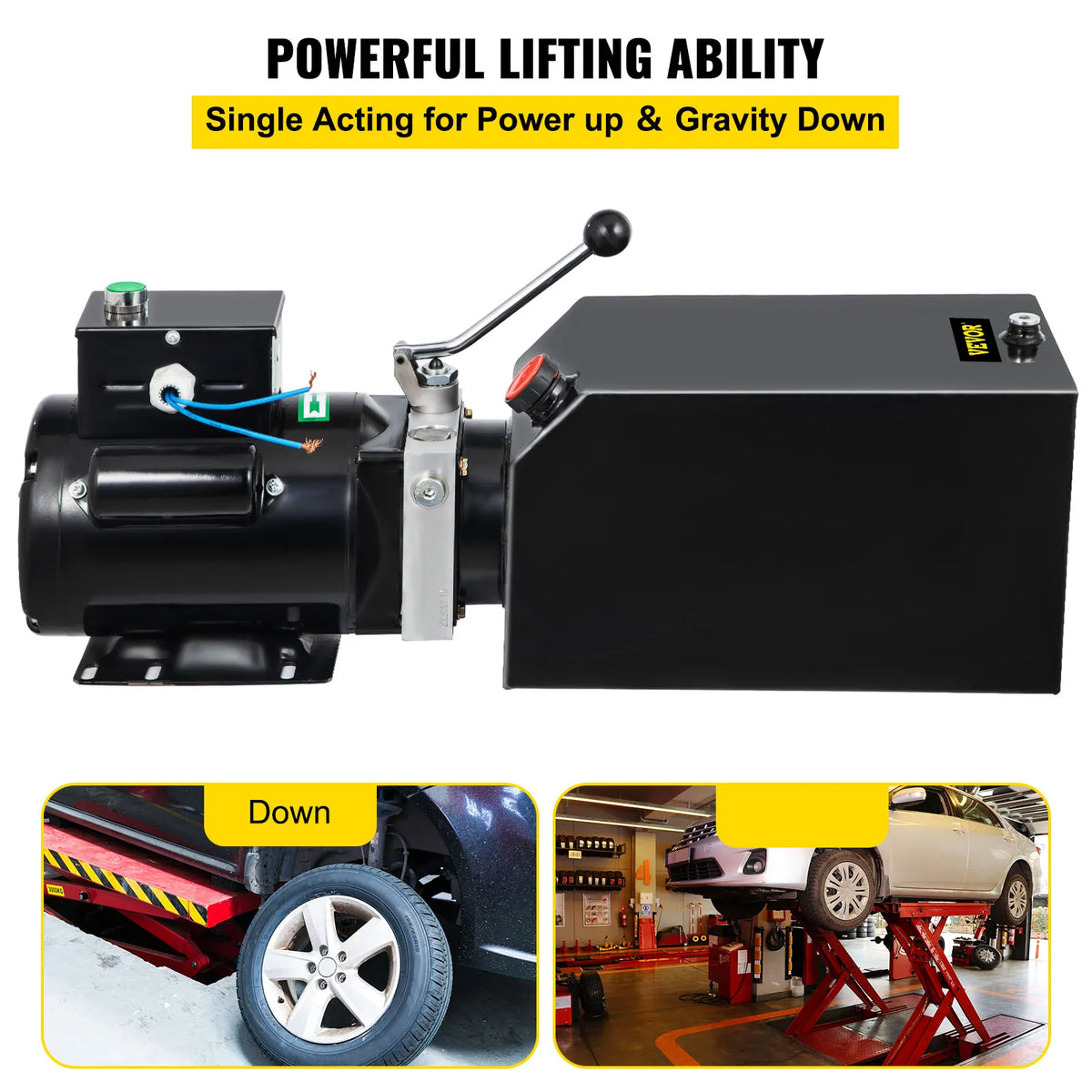 Hydraulic Pump 14 Quart Hydraulic Power Unit 2950 PSI Car Lift Hydraulic Pack Dump Trailer 220V 60Hz 1 PH Auto Repair Shop