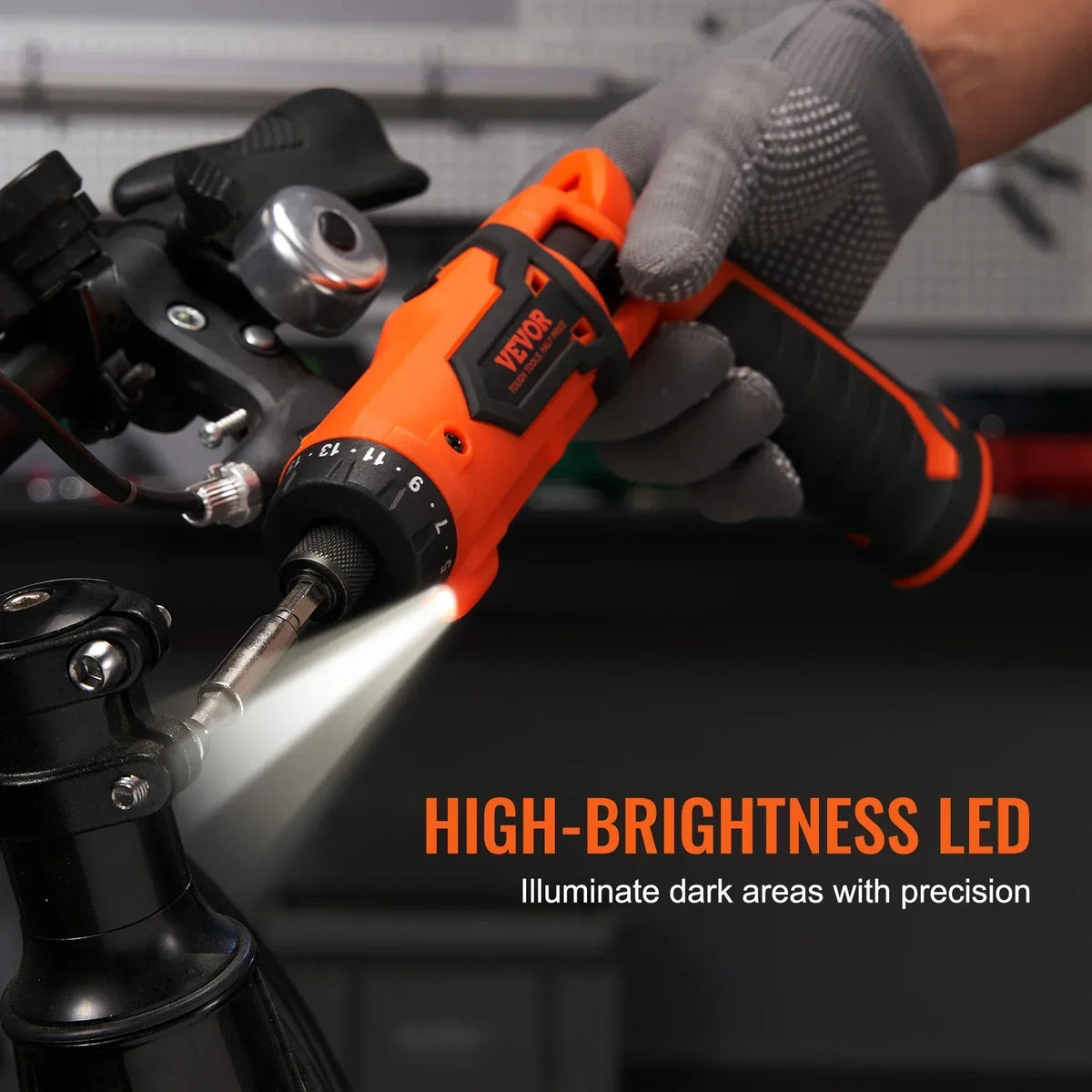 4V 6.5Nm Cordless Screwdriver Electric Screwdriver Rechargeable Set with 11 Accessory Kit and Charging Cable LED Light