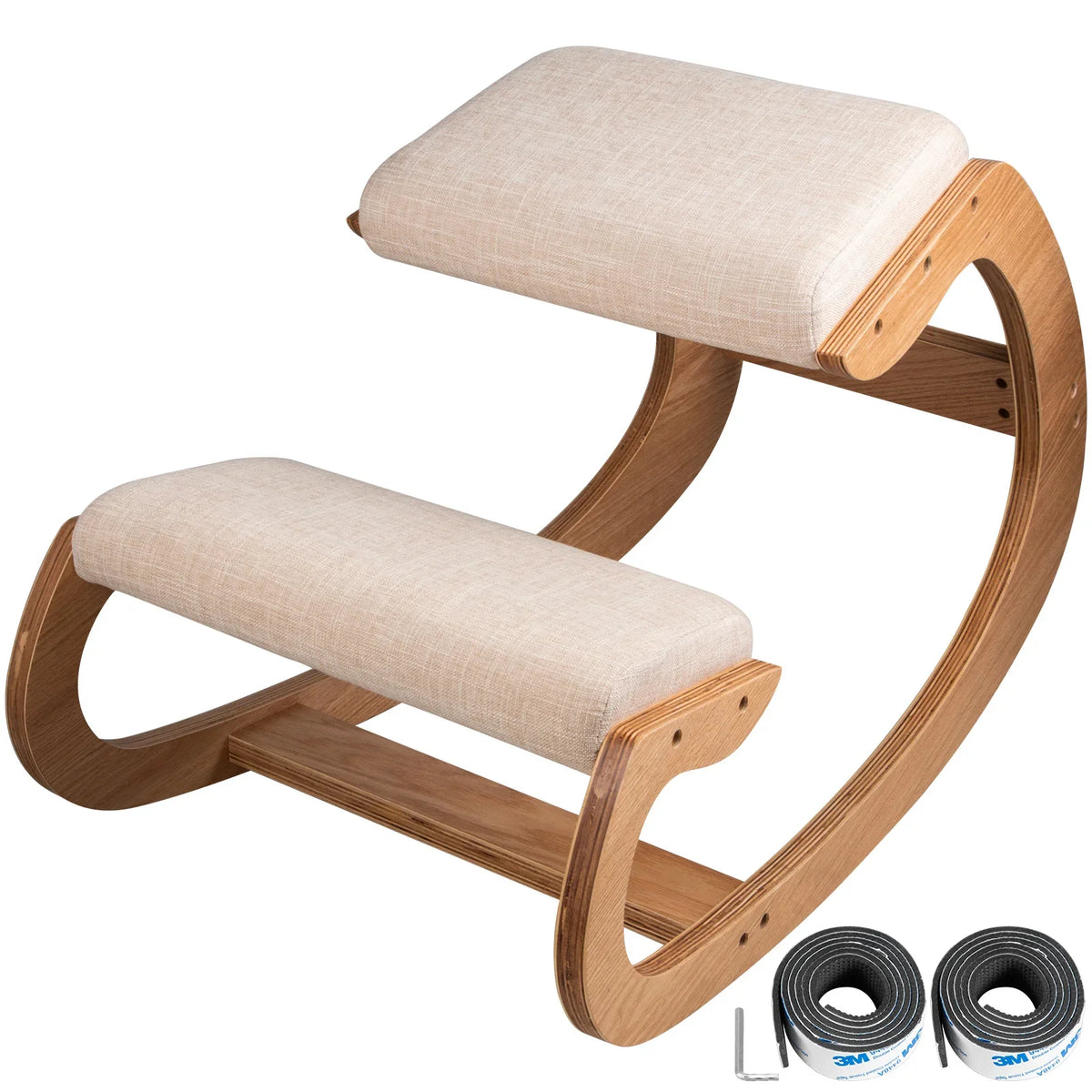 Ergonomic Rocking Wooden Kneeling Chair Stool Correct Posture Computer Chair Original Home Office Furniture Thick Cushion
