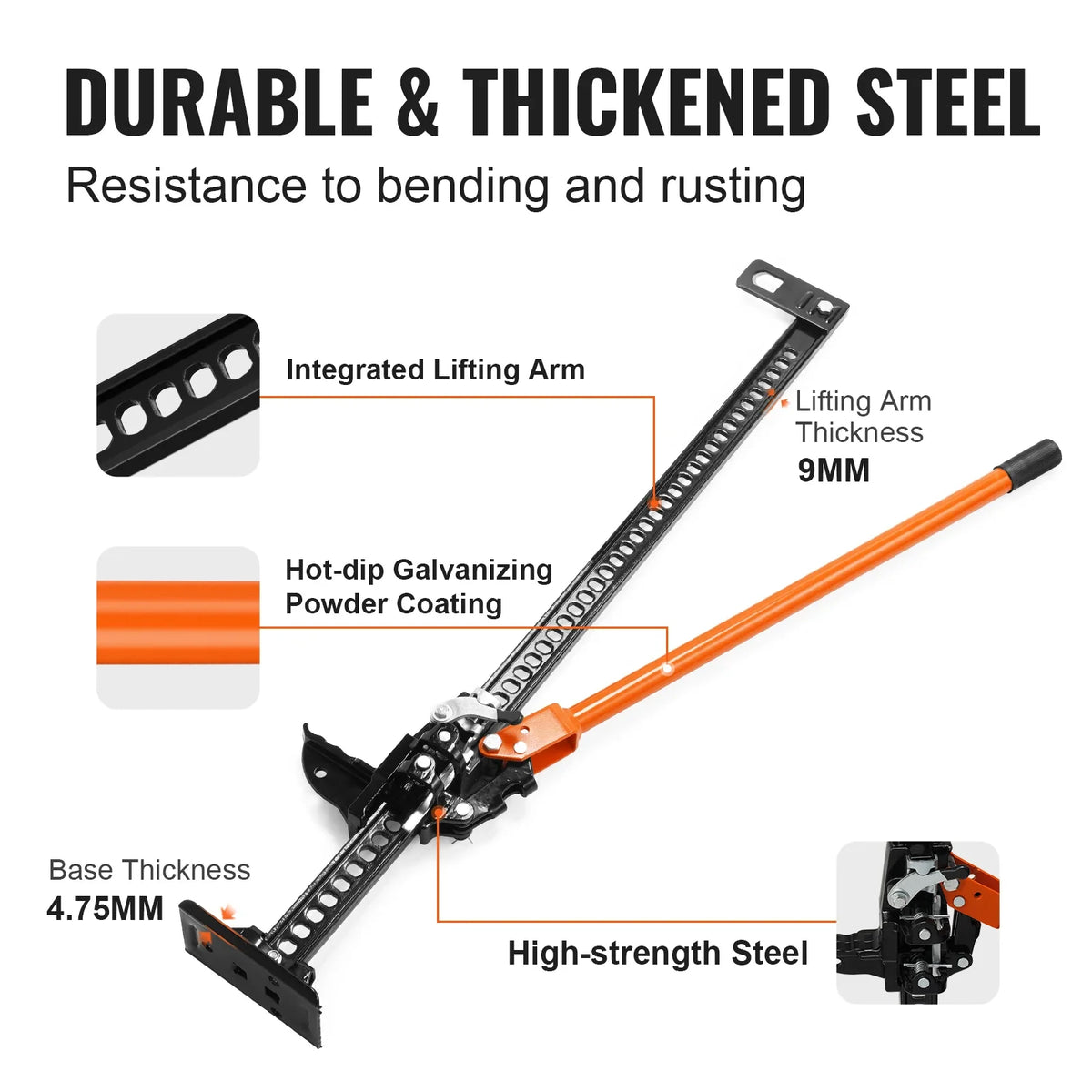 High Lift Farm Jack 48"/60" Utility Farm Jack 7000 lbs Capacity  Road Utility Jack Heavy-Duty Farm Jack for Tractor Truck