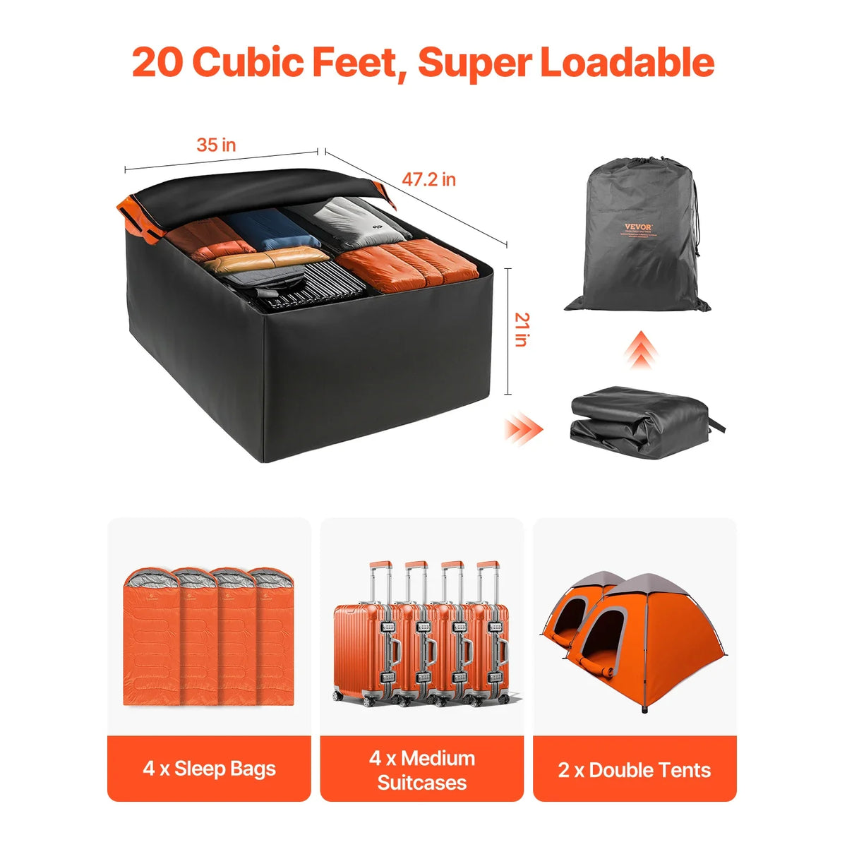 Car Rooftop Cargo Carrier Bag 20/23 Cubic Feet Roof Cargo Carrier 840D PVC Waterproof Car Roof Luggage Bag for All Vehicle