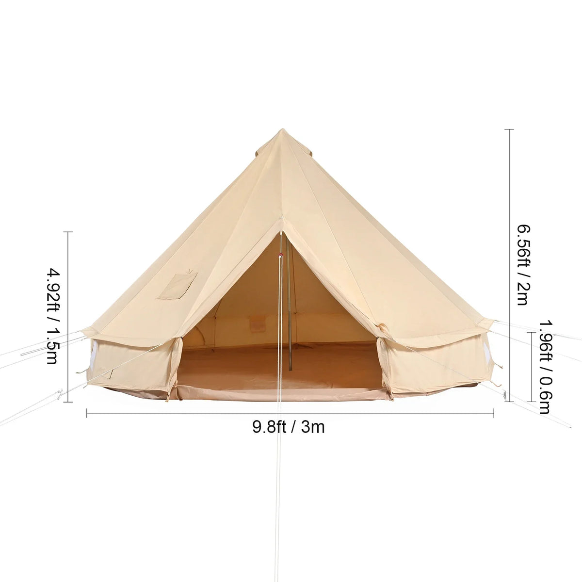 Canvas Tent 5 m/16.4 ft Bell Tent for Camping w/Stove Jack Breathable Yurt Tent for 8 People Camping Outdoor Hunting Party