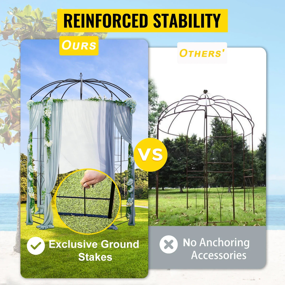 Birdcage Shape Gazebo Pergola 8' x 5.2' / 9' x 6.6' for Wedding Outdoor Garden Black / White Garden Structures & Shade