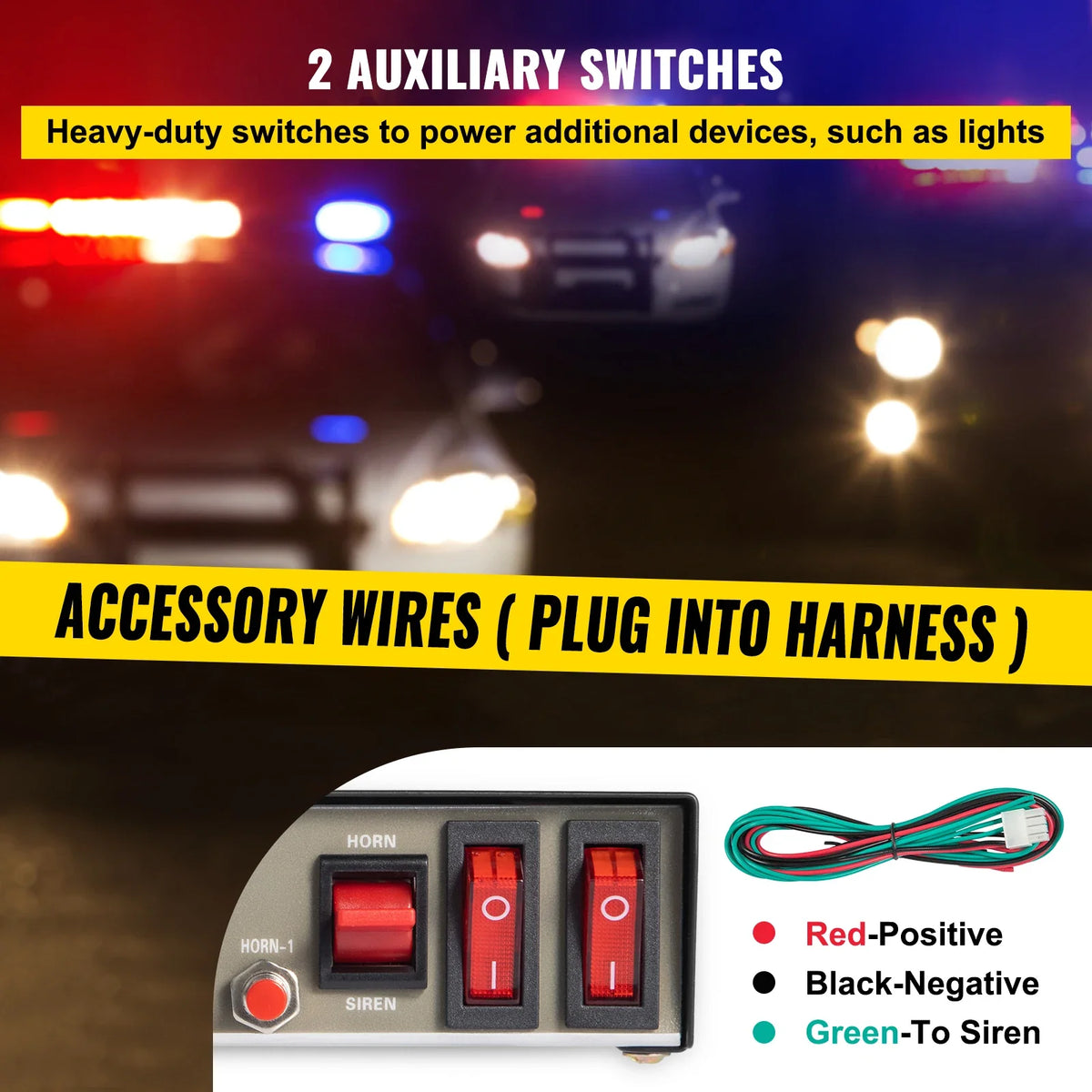100 / 200W 12V DC Car Alarm Professional PA System 8 Kinds of Warning Sounds with Handheld Mic for All Specific Vehicles