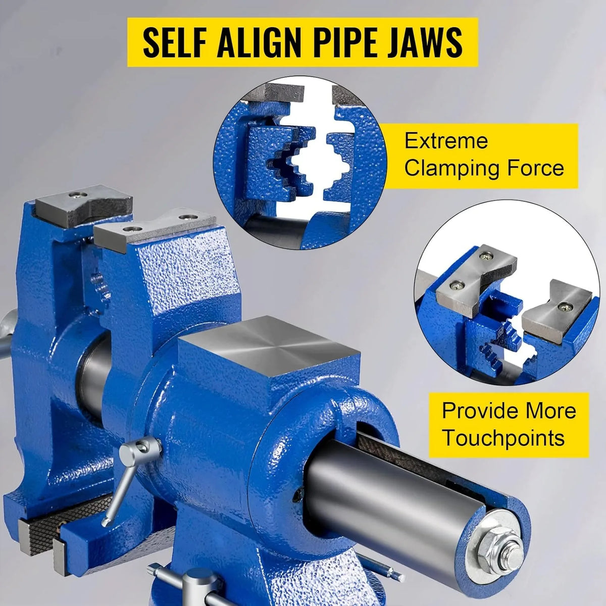 Bench Vise 6 Inch, Double Swivel Rotating Heavy Duty Vise Head/Body Rotates 360°,Pipe Vise Bench Vices 30Kn Clamping Force