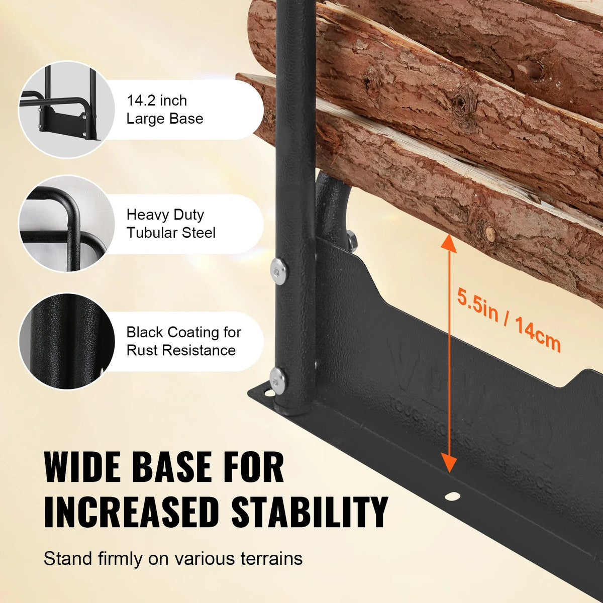 Outdoor Firewood Rack with Cover Heavy Duty Firewood Holder With Waterproof Cover for Fireplace Patio Log Storage Rack