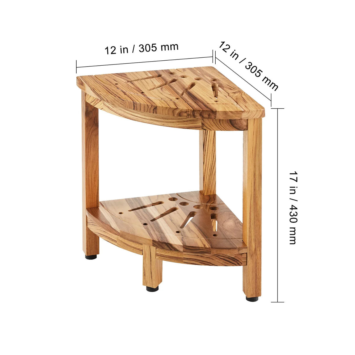 Corner Teak Shower Bench 100% Teak Wood Corner Shower Beach Mold resistant Shower Stool for Inside Outside Shower Bathroom