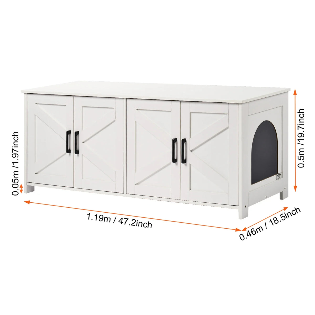 Cat Litter Box Enclosure for 2 Cats Litter Box Furniture Hidden Wooden Cat Box Cabinet Fit Most of Litter Box White 19.4kg