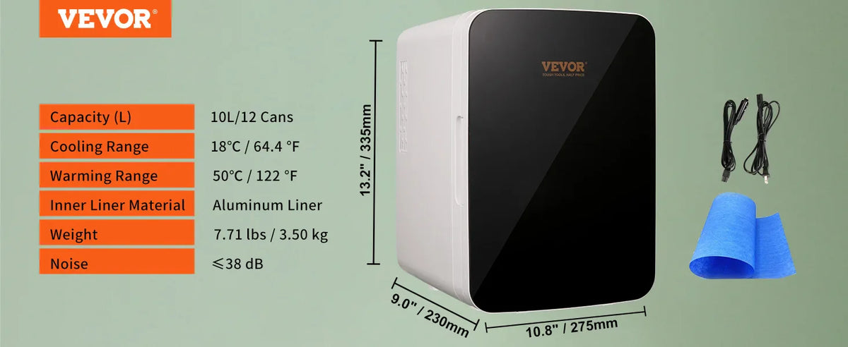 Mini Fridge for Bedroom 10 L/12 Can Portable Fridges for Skincare Food Breast  Chill AC/DC Cooler Warmer Office Dorm Car
