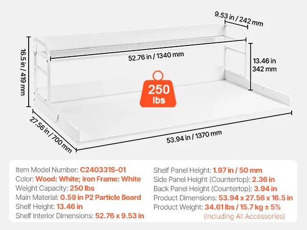 Washer Dryer Countertop w/ Drawer & Shelf Wooden Washer and Dryer Countertop  Laundry Topper for Laundry Room Organization