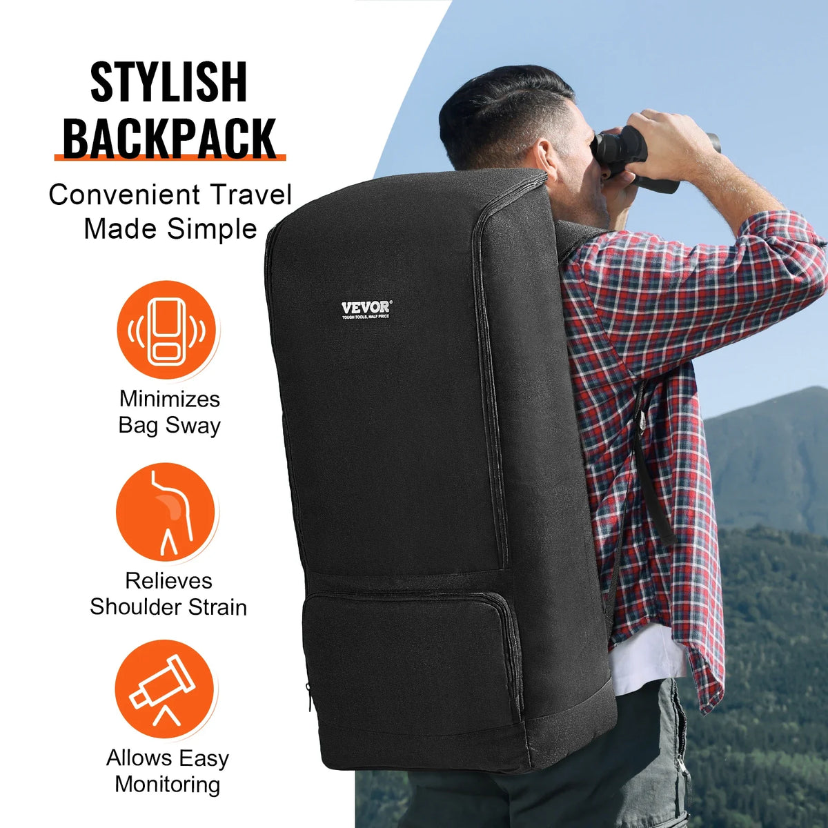 Telescope Case 29.9" Backpack with Secure Strap Pockets and Cozy Shoulder Traps Shock-Absorbent Telescope Carrying Case