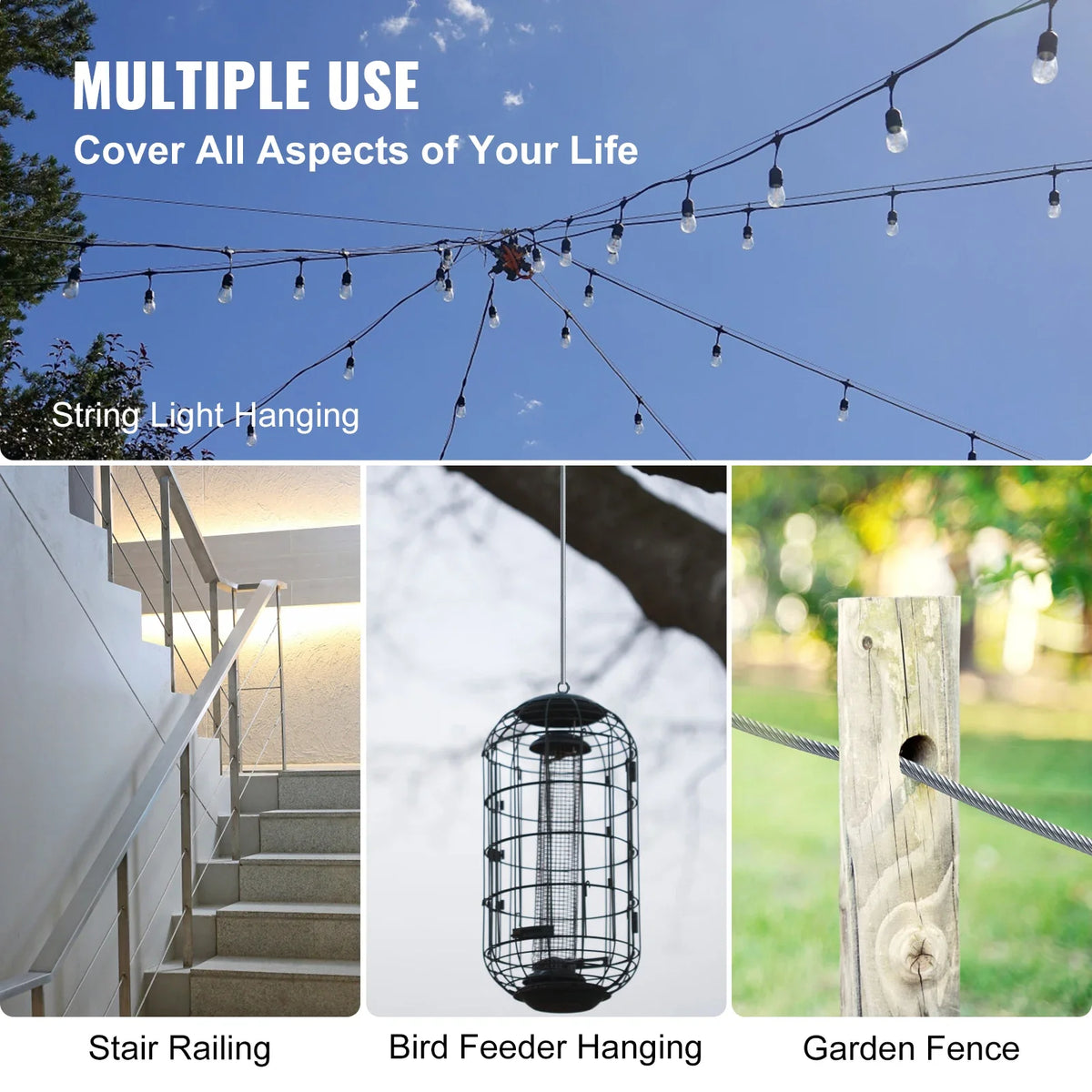316 Stainless Steel Cable 1/8" Steel Cable Wire Rope 150/300M Cable Railing Transport Wire Rope Cable for Railing Decking